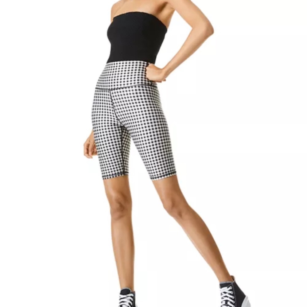 Black and White High Rise Biker Shorts